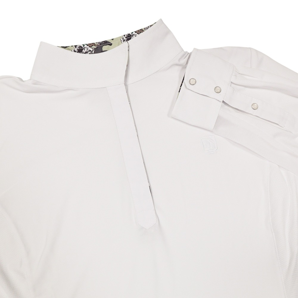 ROMFH Women's L Jockey Print Long Sleeve Performance Horseback Riding Show Shirt